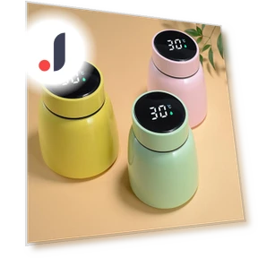 Smart LED Temperature Display Stainless Steel Thermos — Beverage Warmers, Red Lips