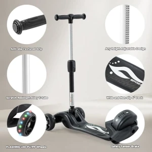 Adjustable Height Kids Scooter with LED Lights, GLAMUP