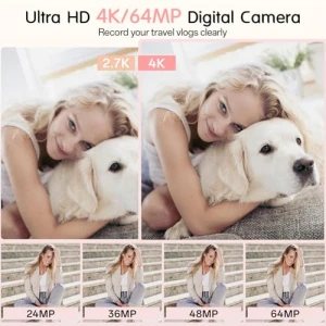 4K Vlogging Camera with 64MP, Fansbe Smart