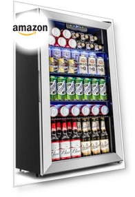 Mini Fridge Glass Door Beverage Cooler — Mini Fridges, Feelfunn