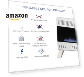 Ventless Propane Gas Blue Flame Space Heater with Thermostat Control — Portable Heating Solutions, ProCom
