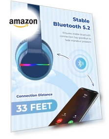 Kids Bluetooth Headphones with LED Lights — Over-Ear Headphones, iClever