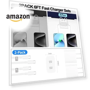 Dual Port Fast Wall Charger with USB C Cable — Chargers