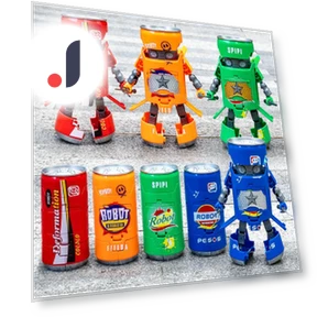 Transforming Soda Samurai Robot Toy — Stacking Blocks, Super Go