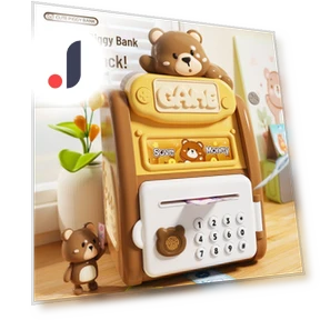 Cartoon Piggy Bank with Fingerprint Sensor and ATM Automatic Money Feeder — Savings & Piggy Banks, Super Go