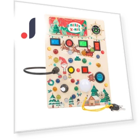 Wooden Montessori Busy Board with LED — Infant & Early Childhood Playthings, Sewing