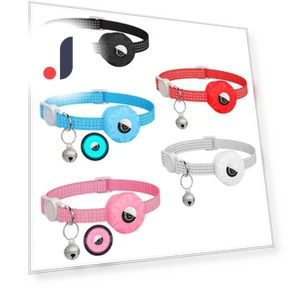 Reflective Adjustable Pet Collar with Airtag Holder — Trackers, CUialunm12