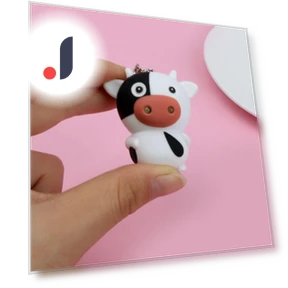 Mini Touch Design Cow Voice LED Fluorescent Keychain — Keychains, fujiannanandao