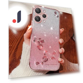Glitter Gradient Smartphone Case Rhinestone Flower TPU Anti-fall Cover — Screen Protectors, Smartwatch 2025