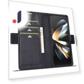 Leather Cover Carbon Fiber Texture Stand Wallet Case — Phone Accessories, Smartwatch 2025