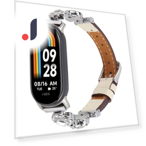 Metal and Leather Strap with Rhinestone Decoration — Bands, Samrtwatch Bands Straps