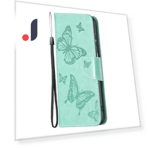Butterfly Imprinted PU Leather+TPU Phone Case Wallet Stand Cover with Wrist Strap — Phone Accessories, Smartwatch 2025