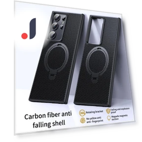 Carbon Fiber Texture Kickstand Protective Cover — Phone Accessories, Smartwatch 2025