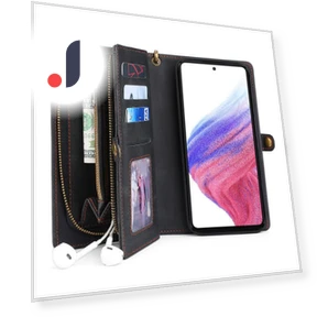 Detachable Magnetic Cover Zipper Wallet PU Leather Phone Case — Flip Cases, Smartwatch 2025