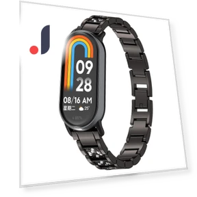 Rhinestone Decor 3-Bead Stainless Steel Band — Bands, Smartwatch 2025