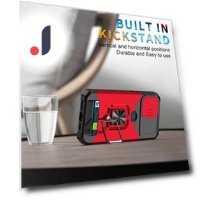 Slide Camera Lens Cover Card Slot Feature Case with Kickstand — Phone Accessories, Smartwatch 2025
