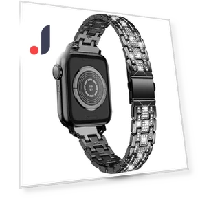 Stainless Steel Rhinestone Decor Dual-layer Clasp Watch Band with PC Watch Case — Bands, Smartwatch 2025