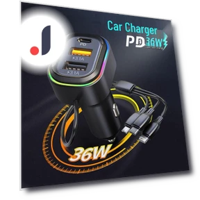 Dual USB Car Charger with PD One-to-Three High-Power Smart Wired Fast Charging Cable — Chargers, Discount Domain
