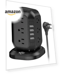 Power Strip Tower with USB Ports — Power Solutions & Surge Protection, AiJoy