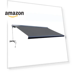 Full Cassette Motorized Retractable Patio Awning with LED Lights — , ALEKO