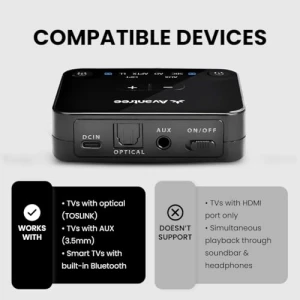 Dual Bluetooth Headphones & Transmitter for Wireless TV Watching, Avantree