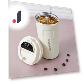 Insulated Stainless Steel Coffee Mug with Smart Display — Beverage Warmers, Factory Discount Outlet
