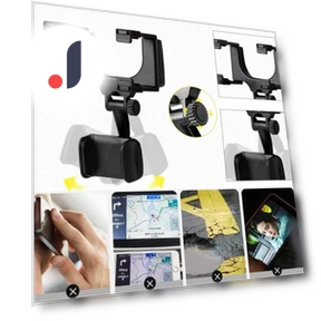 360° Car Mirror Telescopic Smart Phone Holder Mount — Dashboard Installation Kits, Auto Launcher