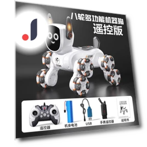 Intelligent Voice Control Eight-Wheel Stunt Robot Dog — Interactive Figures & Robots, Plastic Toys