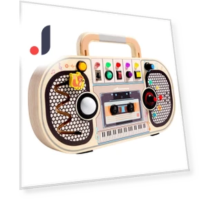 Wooden Sensory Toy with Voice Recorder, Music, and LED Lights — Infant & Early Childhood Playthings, Perseverance