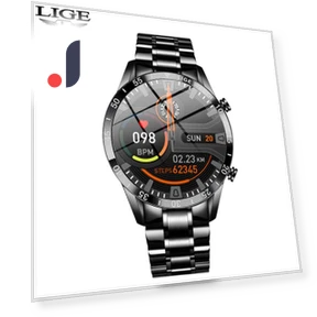 Full Circle Touch Screen Smartwatch with Steel Strap — Wearable Accessories, LIGE