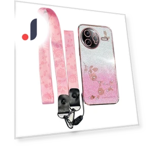 Flower Pattern TPU Gradient Phone Cover with Lanyards — Phone Accessories, Smartwatch 2025