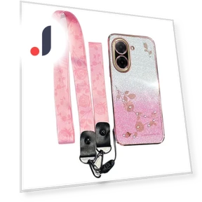 Flower Pattern TPU Gradient Phone Cover with Lanyards — Phone Accessories, Smartwatch 2025