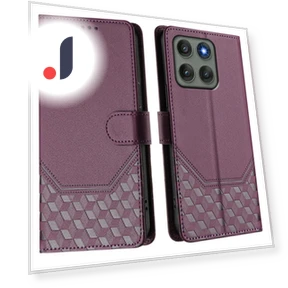 Imprinted Honeycomb RFID Blocking Leather Phone Cover with Strap — Basic Cases, Smartwatch 2025