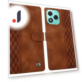 Leather Case Imprinted Checkered Pattern Wallet Stand Flip Phone Cover — Flip Cases, Smartwatch 2025