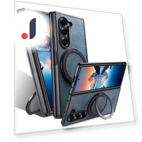 Leather Phone Back Cover with Rotating Kickstand — Phone Accessories, Smartwatch 2025