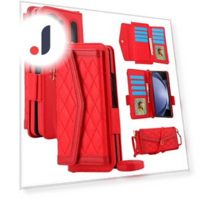 Quilted Design PU Leather Wallet Phone Cover with Shoulder Strap — Phone Accessories, Smartwatch 2025