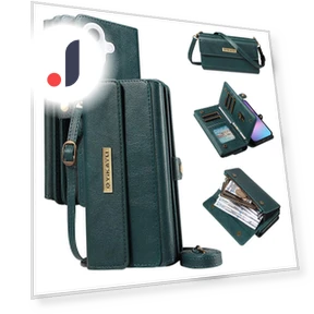 Zipper Wallet Leather Phone Cover with Shoulder Strap — Flip Cases, YIKATU