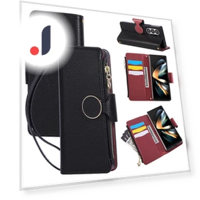 Zipper Wallet Leather Phone Cover with Wrist Strap — Flip Cases, Smartwatch 2025