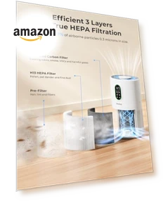 Large Room Air Purifier with HEPA Filter and Night Light — HEPA Air Purifiers, WESTHEY