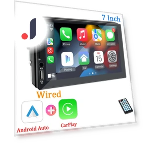 CarPlay Android Auto 1 Din Bluetooth HD 7-inch Touchscreen Multimedia FM ISO Power Aux Input Bluetooth USB Mirror Link... — Stereo Receivers, SageTechnology