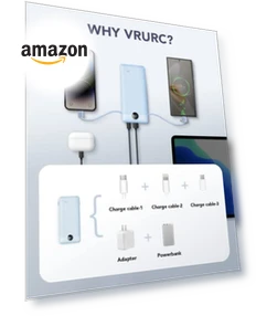 Portable Charger Built-in Cables and AC Wall Plug — Battery Charger Cases, VRURC