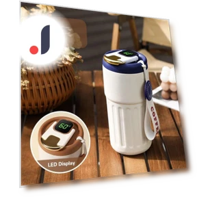 Elegant Insulated Mug with LED Display — Beverage Warmers