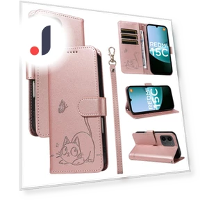 Cat Pattern Embossed Leather Phone Case with Wrist Strap — Phone Accessories, Smartwatch 2025