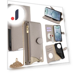 Leather Case Wallet Stand Cover with Chain Strap — Phone Accessories, Smartwatch 2025