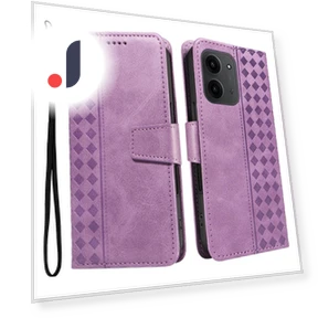 Leather Wallet Stand Case with Grid Embossing — Phone Accessories, Smartwatch 2025