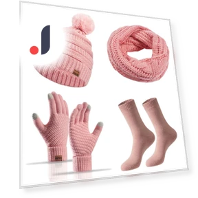 Warm Knitted Hat, Soft Touchscreen Gloves, Women's Hat, Scarf, Gloves, Socks Set — , CDjiangqi
