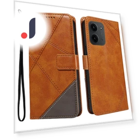 Leather Case Geometric Line Design Wallet Phone Cover with Wrist Strap — Phone Accessories, Smartwatch 2025