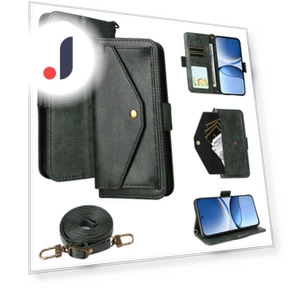 Leather Case Magnetic Closure Wallet Stand Phone Cover with Crossbody Strap — Flip Cases, Smartwatch 2025