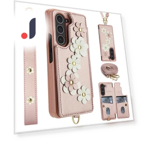 Leather Coated TPU Flower Phone Cover with 2 Straps — Phone Accessories, Smartwatch 2025