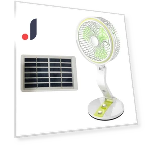 Solar-Powered Desk Fan with LED Light — Portable Cooling Solutions, Phone Needs